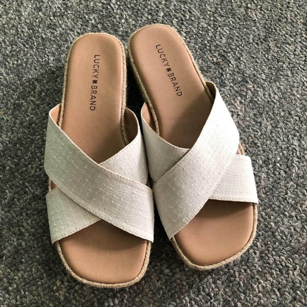 Lucky Brand Gayte Espadrille Platform Slide Sandals Textured Size 7.5M